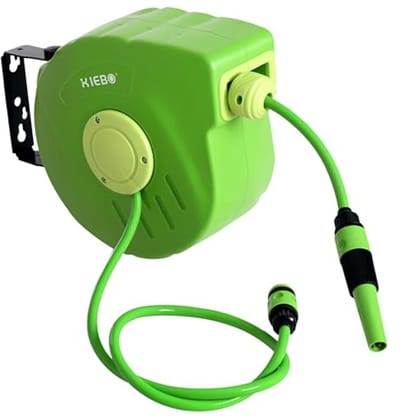 Automatische wandtrommel met 180 graden draaibaar systeem en 10 + 1 m slang voor moeiteloze tuinirrigatie