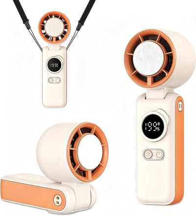 Draagbare Handventilator met IJskoeler - Opvouwbare ventilator - Oplaadbare Persoonlijke Ventilator met 199 Snelheden - Compacte Zakventilator - 1 stuk(Oranje)