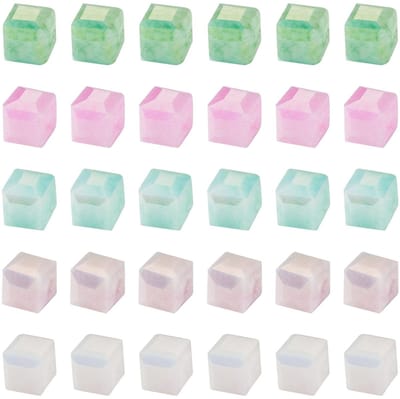 Dailygoods- Glaskralen 50 Stuks - Kubusvormige Facetgeslepen Kralen - 5 Kleuren - 6 mm - Voor Sieraden Maken - Lichtgewicht en Stevig
