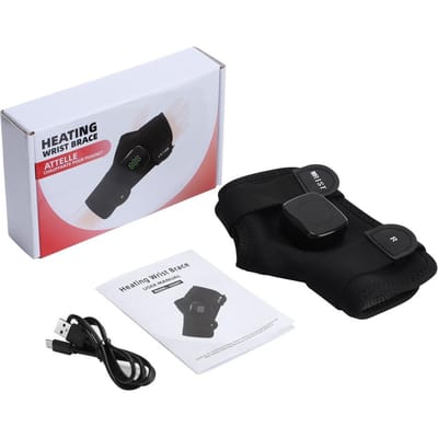Magnetische Therapie Polssteun met Verwarming & Afneembare Controller - Thermisch Kussen voor Gewrichtspijnverlichting, Carpaal Tunnel black