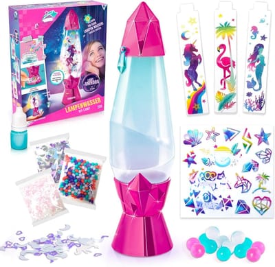 QIN® Lavalamp Voor Kinderen - Glitterlamp - Lavalamp - Fuchsiaroze - 25cm x 8cm x 31cm