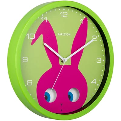 Karlsson Wandklok Peekaboo Bunny - Groen - 30.8x4.5x30.8cm - Wandklok Scandinavisch