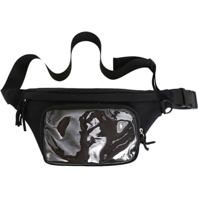 Sac banane Ita Imperméable Portable Mode Fenêtre Transparente Broches Sac Bandoulière Ita Filles Doux Décontracté Sac Ceinture Ita Poche Ceinture noir