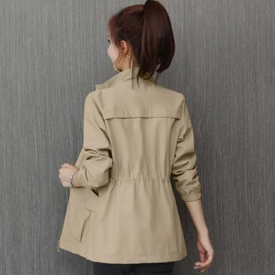 Lente Jurk Taille Slim Kleine Windjack Dames Lente en Herfst Dames Opstaande Kraag Leeftijd-verminderend Jas S beige