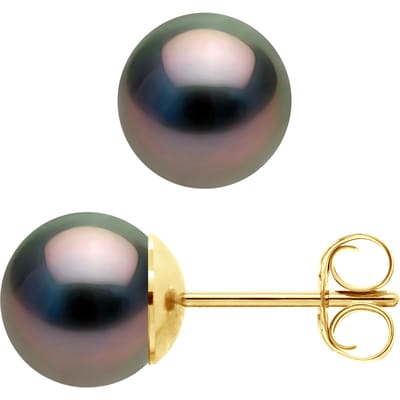 Oorbellen Tahitian Parels Rond 89mm 18K Yellow Gold