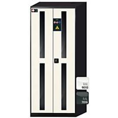 asecos CS-CLASSIC-G chemische opbergkast, scharnierende deuren met glasuitsparing, voorkant zuiver wit, B 810 x D 520 x H 1950 mm