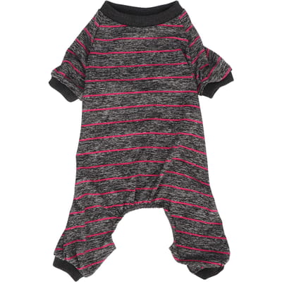 Hondenpyjama Gestreepte Dunne Ademende 4 Poten Huisdierenpyjama Hondenkleding voor Zomer Thuis XL L(for 6.5-9kg) gray