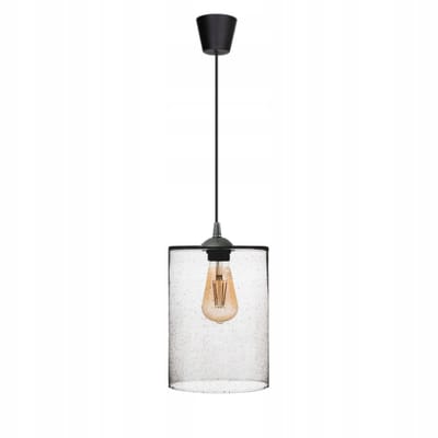 Virella Hanglamp 1M Grote Cilinderlamp Glas Zwart/Grijs
