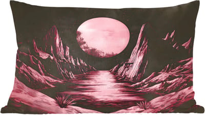 Sierkussens - Kussentjes Woonkamer - 60x40 cm - Maan - Felroze - Bergen - Rivier