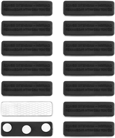 12-delige Zelfklevende Magnetische Naamplaat Houder met 3-Punt Magneten voor ID Kaarten (45 x 13mm, Zwart) - Perfect voor Kantoor en Evenementen