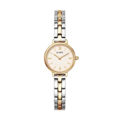Olympic OL82DSS002B Anna Dames Horloge - Mineraalglas - Staal - bicolor - 22 mm breed - Quartz - Druksluiting - 3 ATM (spatwater)