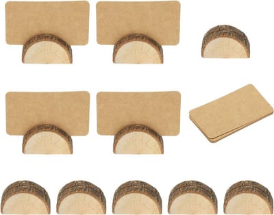 10x Houten Plaatskaarthouders met Kaarten - Tafelnummerstandaarden voor Menu's en Naamkaarten