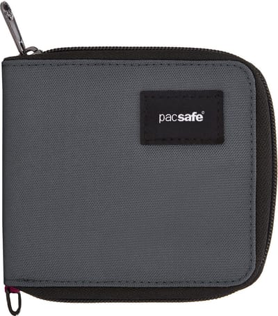 Pacsafe Portemonnee - 10 x 11 x 2 cm - Pasjeshouder - RFID-beveiligd - Scanvak - Recycled polyester - Lichtgewicht - Veelzijdig - Grijs