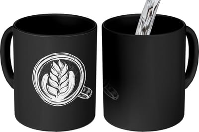 Magische Mok - Foto op Warmte Mokken - Koffiemok - Krijttekening - Koffie - Latte art - Magic Mok - Beker - 350 ML - Theemok