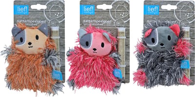 lief! Girls - kattenspeelgoed - kat met tube catnip - 12 cm - 1 stuk assorti