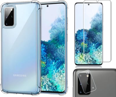 Hoesje geschikt voor Samsung Galaxy S20 Plus - Transparant Shock Proof Siliconen Case + Screenprotector + Camera Protector