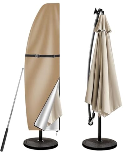 Ultiluxe® Parasolhoes - Beschermhoes voor Zweefparasol - Tuinparasol - Parasolbescherming - Parasolbeschermhoes met Stok - 205 x 25/57/48 cm - Waterdicht - UV-bestendig - Beige