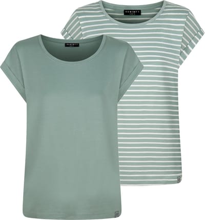 DENIMFY Dames Top DFSophie 2-Pack regular fit Groen Ronde Hals Volwassenen Zomertop katoen-modal mix