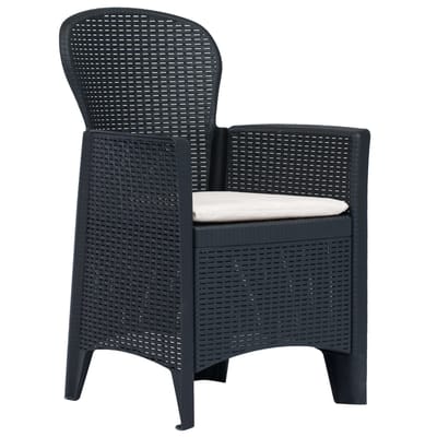 vidaXL - 5-delige - Tuinset - rattan-look - kunststof - antraciet