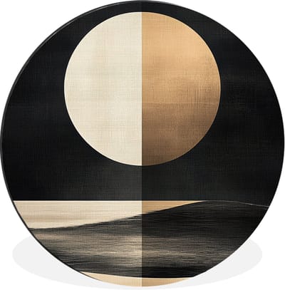 WallCircle - Wandcirkel - Muurcirkel - Maan - Cirkel - Goud - Aluminium - Dibond - 30x30 cm - Binnen en Buiten