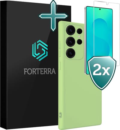 Hoesje Met 2x Screenprotector - Geschikt voor Samsung Galaxy S25 Ultra - Sterk & Shockproof - Telefoon Hoes - Back Cover - Siliconen Case - Groen