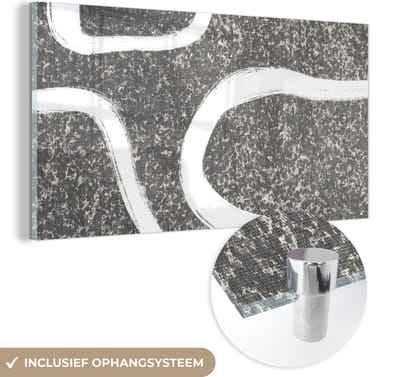 MuchoWow® Glasschilderij 40x20 cm - Schilderij acrylglas - Abstract - Minimalisme - Design - Foto op glas - Schilderijen