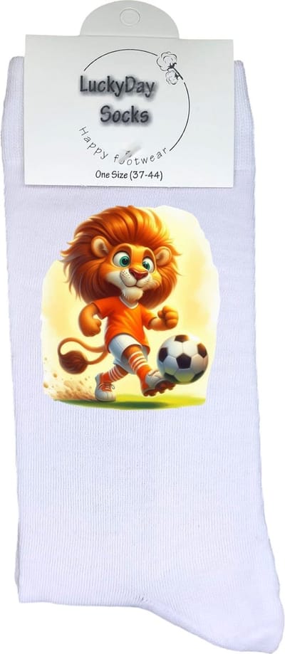 EK WK 2026 - Voetbal sokken - Leeuw - Print - Cadeau voor hem en haar - Socks maken je - 37-44