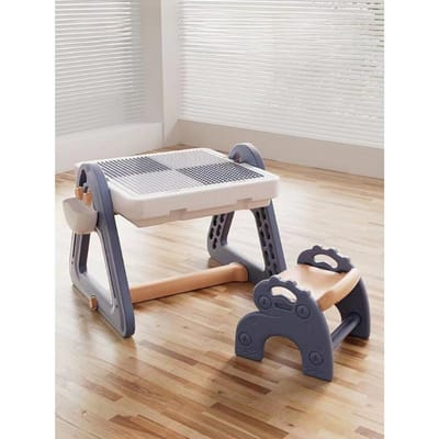 Kinder Set Stoel Studietabel Educatief Multifunctioneel Tekenbord DIY Insteekpijp Bouwsteen Tafel 35*28*18cm