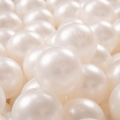 KiddyMoon 200 ∅ 7cm kinderballen speelballen voor ballenbad baby eenkleurige plastic ballen made in eu, pearl
