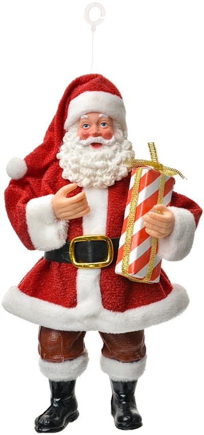 Clayre & Eef Kersthanger Kerstman 17 cm Rood Textiel