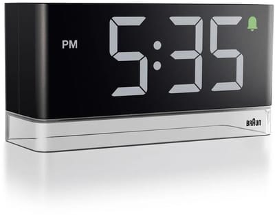 Braun BC27B - Wekker - Digitaal - LED-display - Nachtverlichting - Instelbaar nachtlampje - Snooze - Automatische helderheid - 12/24H - Zwart - Transparant
