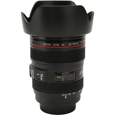 Tasse à café en ABS avec objectif d'appareil photo, portable et unique, idéale pour les voyages black