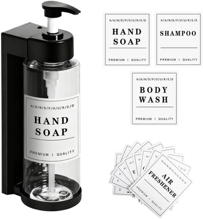 Dailygoods- Zeepdispenser Wandmontage 400 ml - Zeepdispenser Set - Navulbare Zeepdispenser - Douchegel Dispenser - Schuimzeepdispenser - Waterdicht Etiket