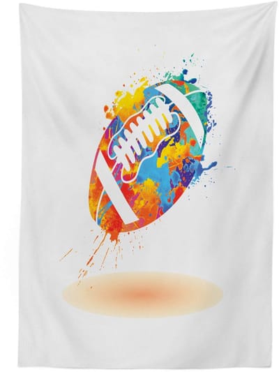 ABAKUHAUS Tafelkleed – Rugbybal Splash – 140x170 cm – Aqua