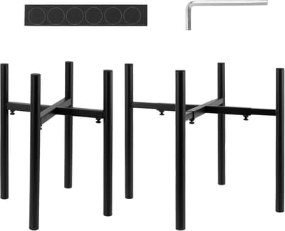 Verstelbare Plant Pot Standaards - 2 Stuks Zwarte Metalen Bloempot Steunen voor Thuis en Tuin Decoratie met Verwijderbare Basis