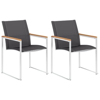 vidaXL - Tuinstoelen - 2 - st - textileen - en - roestvrij - staal - grijs