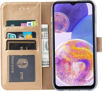 Samsung Galaxy A23 4G Hoesje - Goud – hoesje Samsung A23 4G – book case Samsung A23 4G - Arara