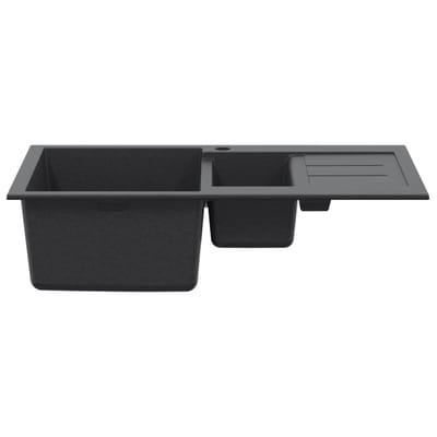 vidaXL - Keukenspoelbak - met - dubbele - bak - Graniet - 80 - x - 50 - x - 30,5 - cm