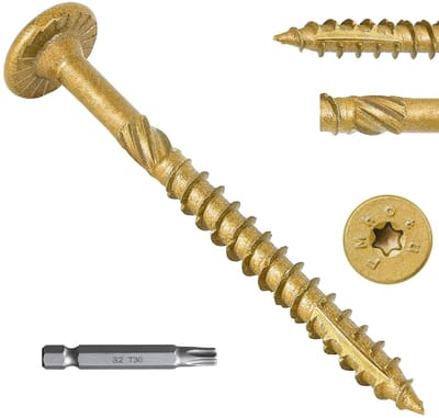 Houtschroeven Set - Deck Schroeven - Buiten Klussen - Corrosiebestendig Staal - 2-7/8 Inch - Beige Brons
