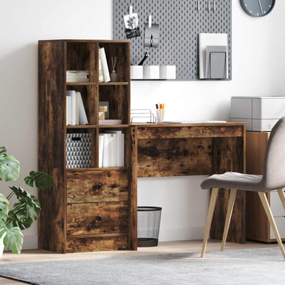 vidaXL - Bureau - Rook - Eiken - 125,5 - x - 40 - x - 127 - cm - 2 - st