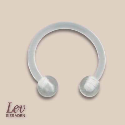 Lev Sieraden - PTFE / Bioflex horseshoe retainer 1.2 x 8 mm met 3 mm ball wenkbrouw - lip - oor piercing