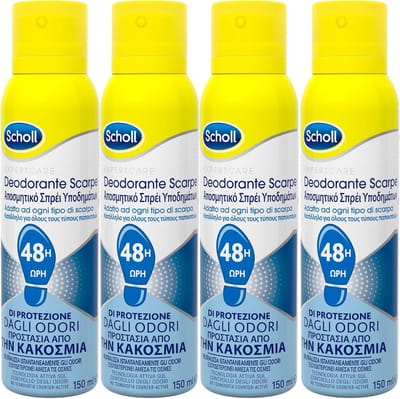 Deodorant schoenspray voor 48 uur frisheid en geurremming - 4 flessen à 150 ml
