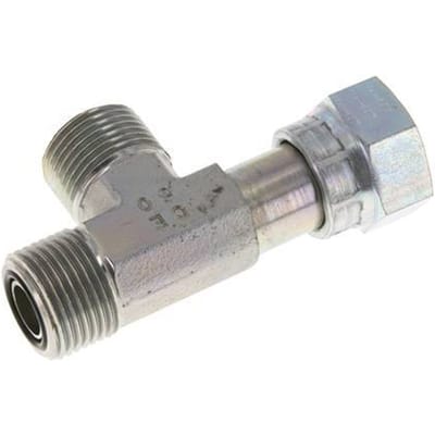 UN 1-3/16''-12 F/M Verzinkt Stalen T-stuk ORFS met wartelmoer 400 Bar - Hydrauliek - FL3T-FM-EZ-103U