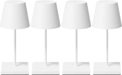 4 Stuks - Oplaadbare tafellamp – Draadloos en dimbaar – Waterdicht – Nachtlamp Slaapkamer – 26 cm – Wit