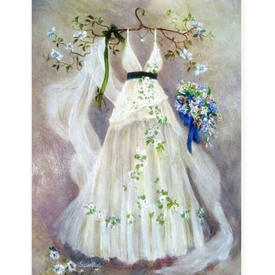 Kit de points de croix à faire soi-même, broderie de diamant, robe de mariée blanche, peinture diamant, mosaïque, décoration de maison 20X30CM gray