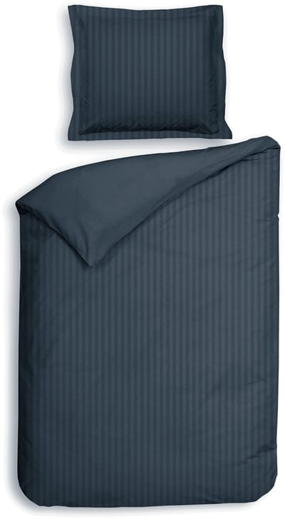 Heckettlane Dekbedovertrek Banda - Bedlinnen met Strepen - 140x200-220 cm - Eenpersoons - Blauw - Dekbedovertrek van 100% Katoen-Satijn