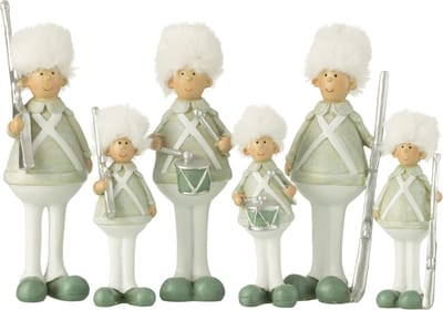 J-Line figuur soldaat Geweer + Trommel - groen/wit - small - 3 stuks