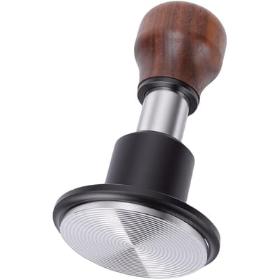 Presse-café 58,5 mm à ressort à pression constante en acier inoxydable avec poignée en noyer, fileté