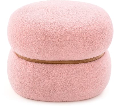 COSTWAY Kruk ovaal, make-upkruk bekleed van Sherpa met antislip voetkussen, fluwelen poef voor entree, woonkamer, 44 x 35 x 35 cm, roze