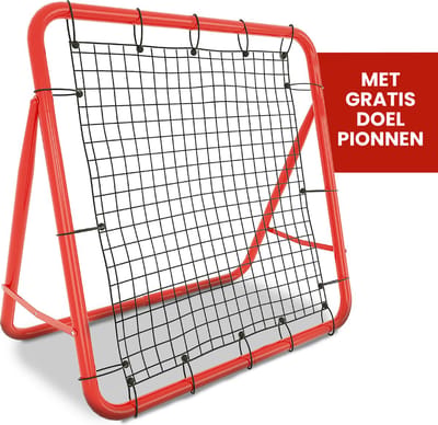 Nordfalk - Verstelbare Rebounder - KickBack - 100 x 100 - Voetbal - Bouncer - Inclusief: Pionnen